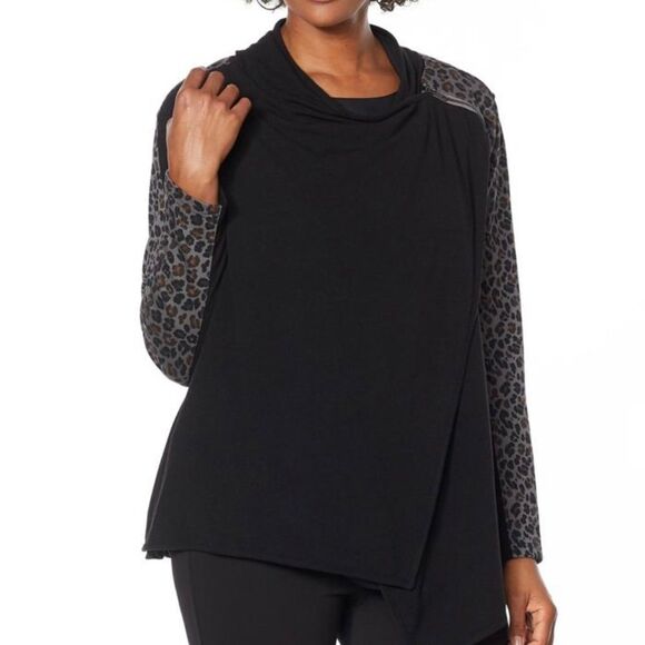 DG2 by Diane Gilman Knit Drape-Front Easy Jacket - 715-332 HSN Medium - Picture 1 of 10